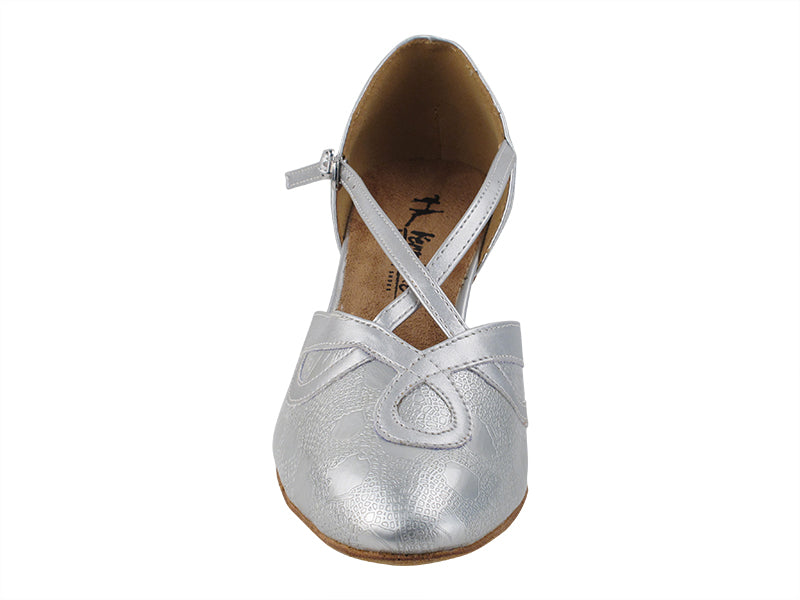 9693LEDSS Soft Silver with 2.5" low heel in the photo
