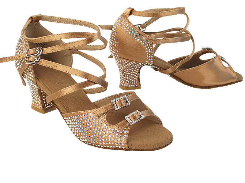 C1620CC 211 Tan Satin with 2.2" Thick Heel (318) in the photo