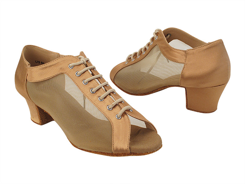 C1643 211 Tan Satin_Flesh Mesh with 1.6" Heel (NJ) in the photo