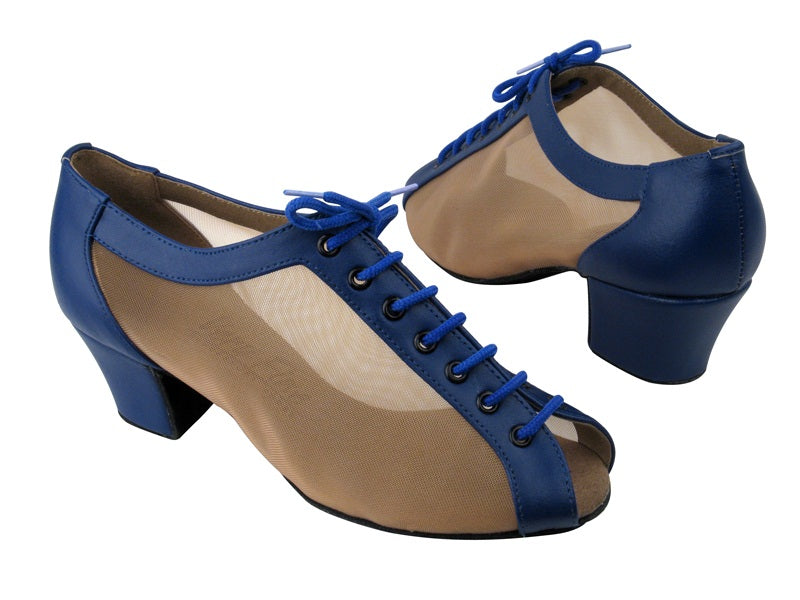 C1643 BB19 Dark Blue Leather_Flesh Mesh with 1.6" Medium heel in the photo