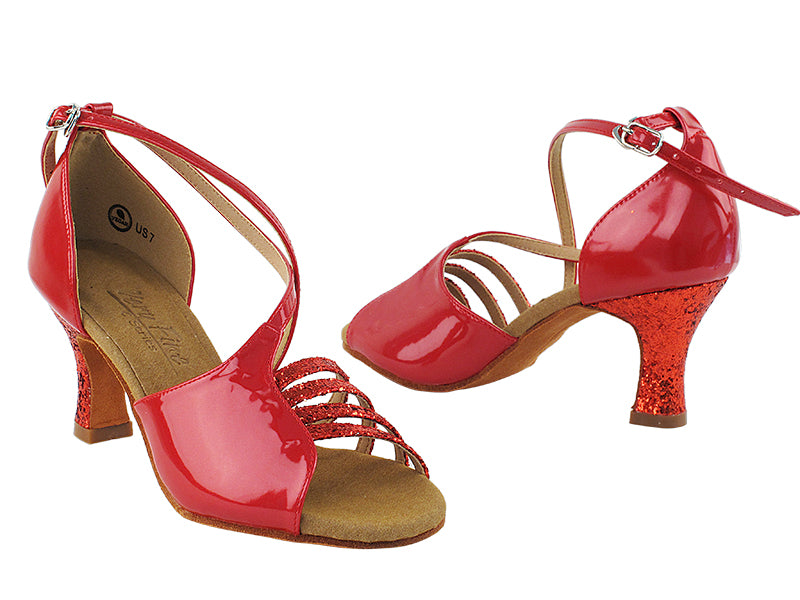 C1651 Red Sparkle & Red Patent with 2.5" Heel in the photo