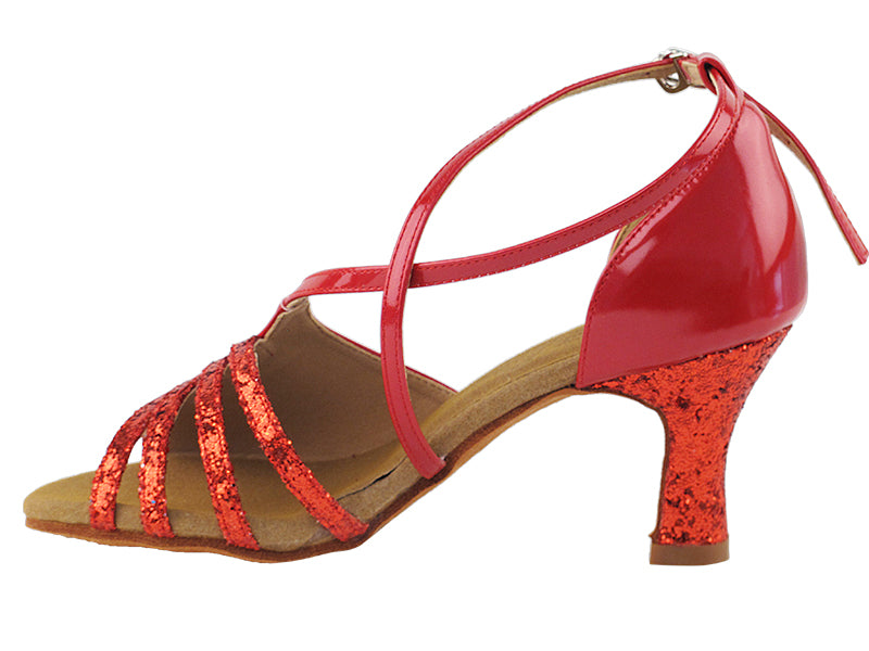 C1651 Red Sparkle & Red Patent with 2.5" Heel in the photo