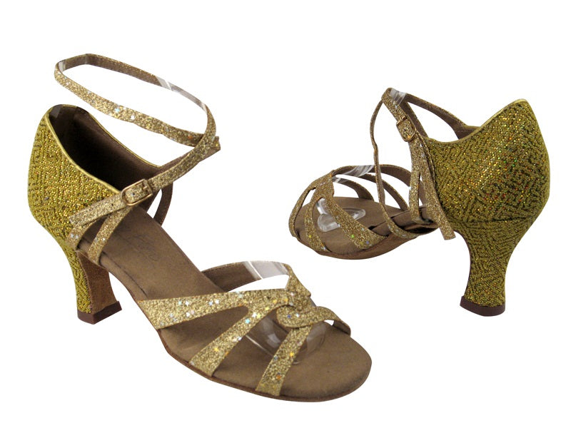 C1658 BH7 Gold Glitter_BD60 Gold Pearl with 2.5" heel in the photo