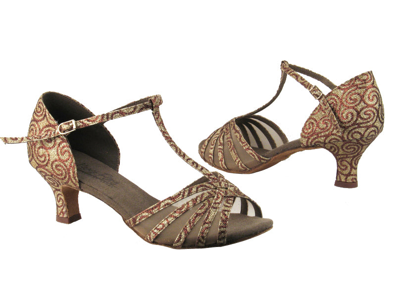 C16612 BF51 Tan Flower Stardust_Flesh Mesh with 2" slim heel in the photo