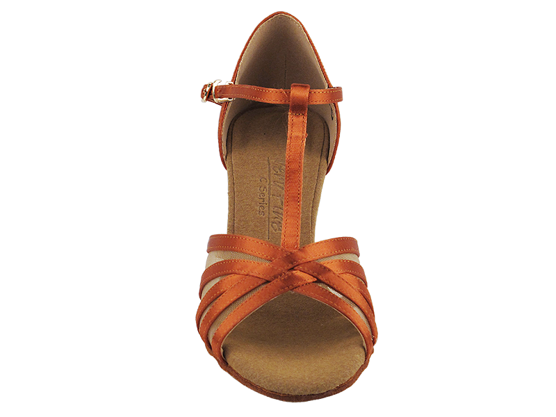 C16612 Dark Tan Satin with 3" Heel in the photo