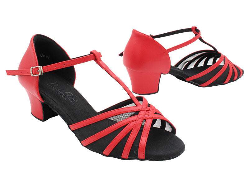 C16612 217 Red Leather & Black Mesh with 1.6" Medium Heel (NJ) in the photo