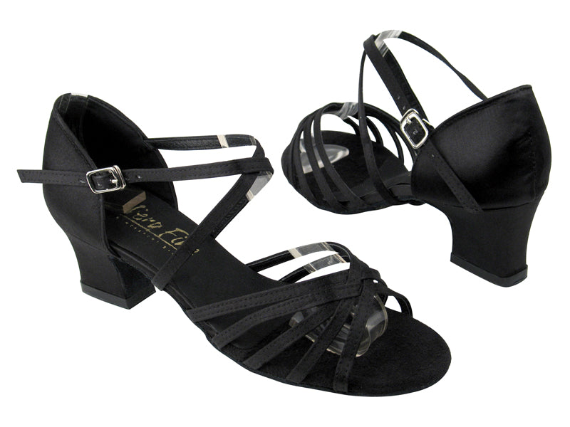 1670C Black Satin with 2" Thick Cuban heel in the photo