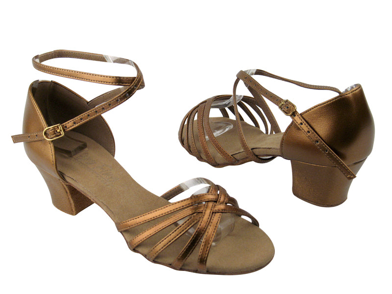 C1670C Dark Tan Gold Leather with 1.6" Medium heel in the photo