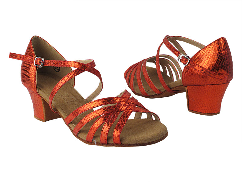 C1670C_S9216 195 Snake Red Satin with 1.5" Medium Heel in the photo