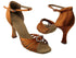 C1671B Dark Tan Satin & Stone with 3" Flare heel in the photo