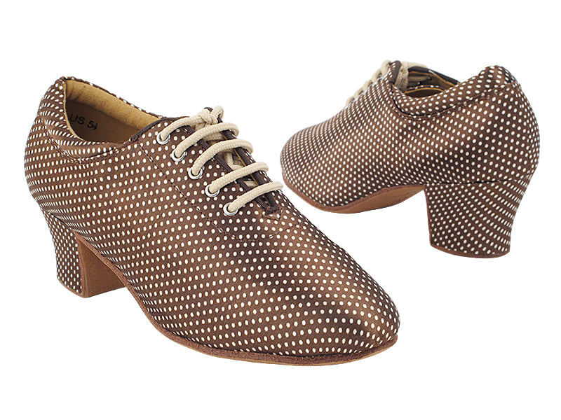 C2601 255 Coffee_White Dots Satin with 1.6" Heel (NJ) in the photo