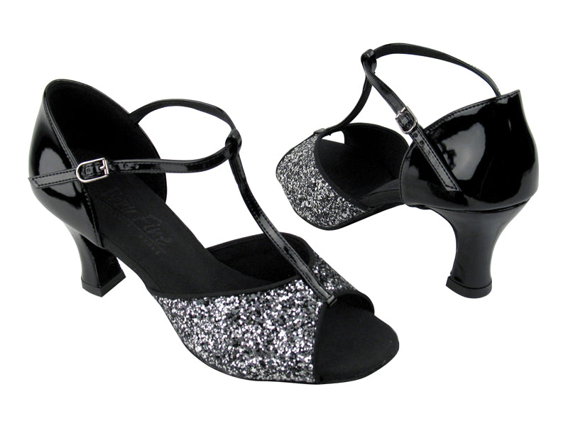 C5004 BF17 Black Silver Sparkle_Black Patent with 2.5" heel in the photo