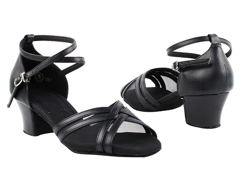 C5017 Black Leather with 1.6" Medium Heel in the photo