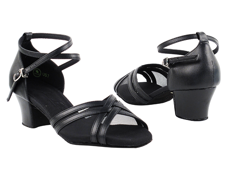 C5017 Black Leather with 1.6" Medium Heel in the photo