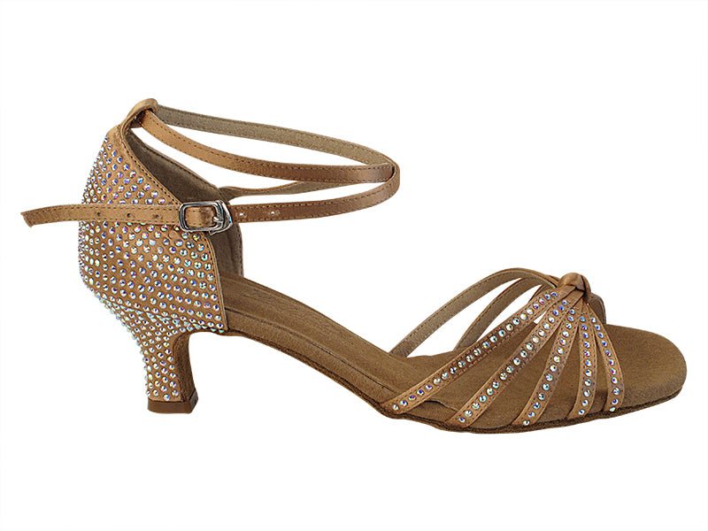 C6005CC 211 Tan Satin with 2" Slim Cuban Heel (MTXZ) in the photo