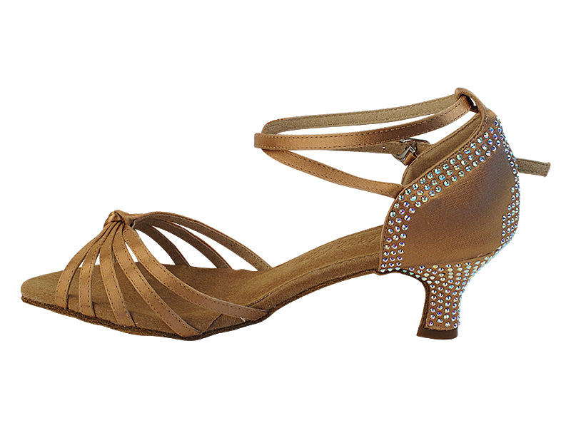 C6005CC 211 Tan Satin with 2" Slim Cuban Heel (MTXZ) in the photo