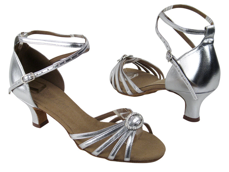 C6005 BA32 Silver Leather & Stone with 2" Slim Cuban heel in the photo