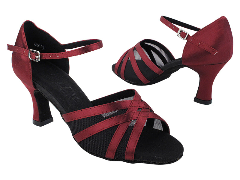 C6027 122 Burgundy Satin_Black Mesh