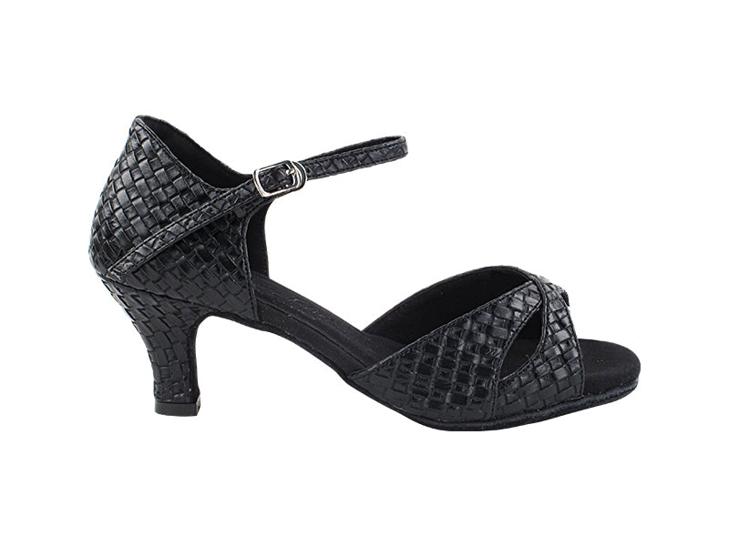 C6029 282 Black Weave PU with 2.5" Heel (2040) in the photo