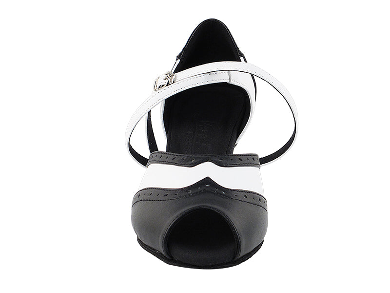 C6035 Black_White Leather with 1.6" Medium Heel in the photo
