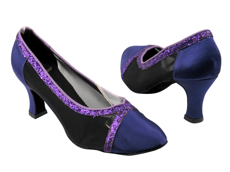 C6815 BD71 Purple Satin_BH2 Purple Sparkle Trim_Black Mesh with 2.5" heel in the photo