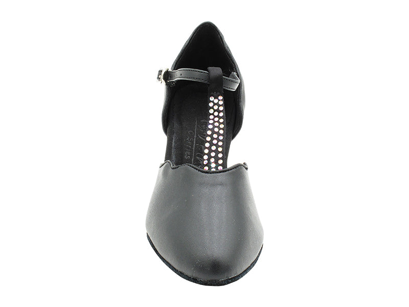 C6819 Black Leather_Rhinestone on T-Strap with 2" Slim Heel (MTXZ) in the photo