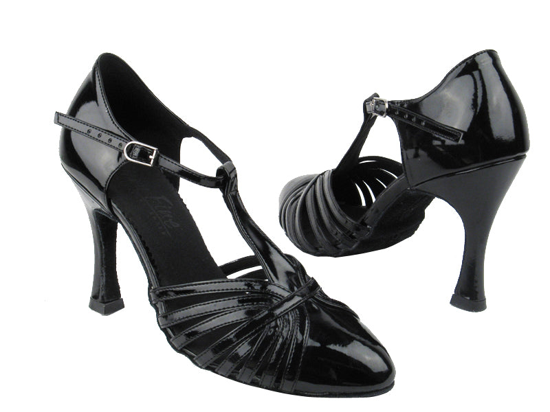C6829 Black Patent with 3" Flare Heel (5059) in the photo