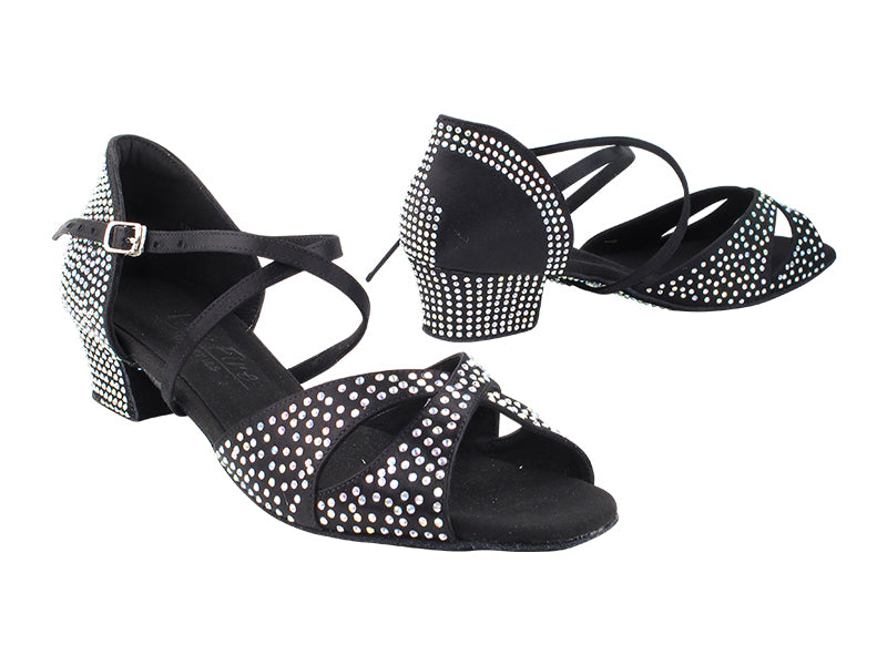 C803CC Black Satin_X-Strap Arch with 1.5" Heel (NTD) in the photo