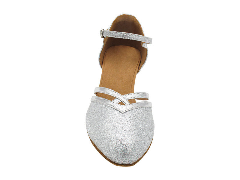 C8881 10 Silver Stardust_Shinny Silver Leather Trim with 1.5" Medium Heel (NTD) in the photo