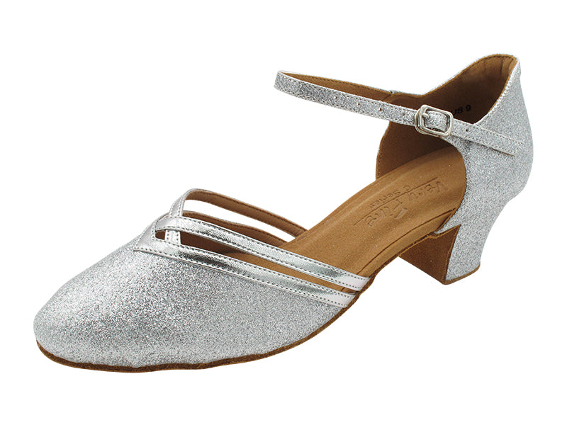 C8881 10 Silver Stardust_Shinny Silver Leather Trim with 1.5" Medium Heel (NTD) in the photo