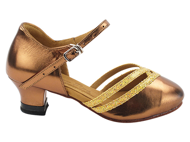 C8881 63 Dark Tan Gold PU_55 Gold Scale Trim  with 1.5" Medium Heel (3G09) in the photo