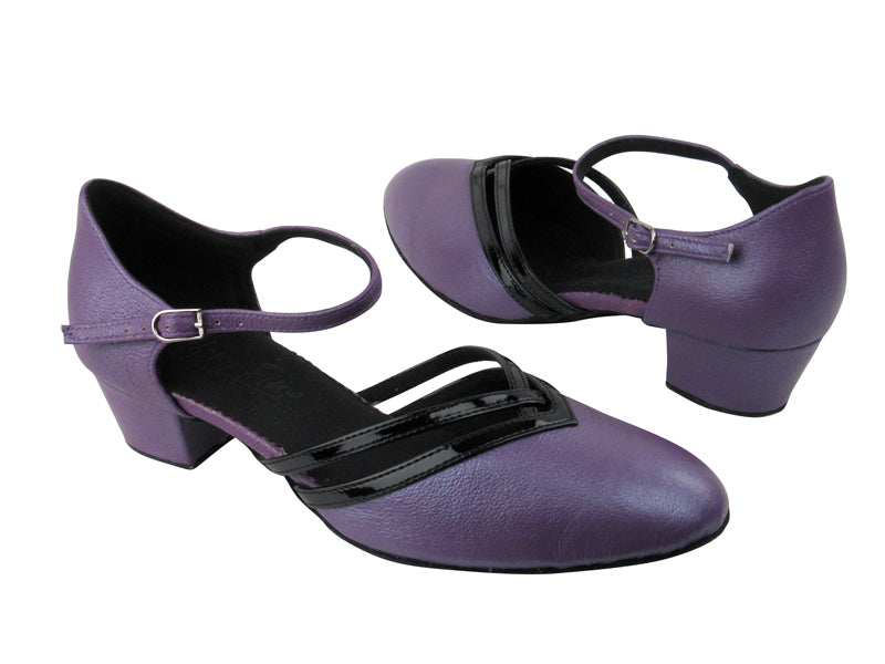 C8881 BC14 Light Purple Light Leather_BA60 Black Patent Trim with 1.5" Medium heel in the photo