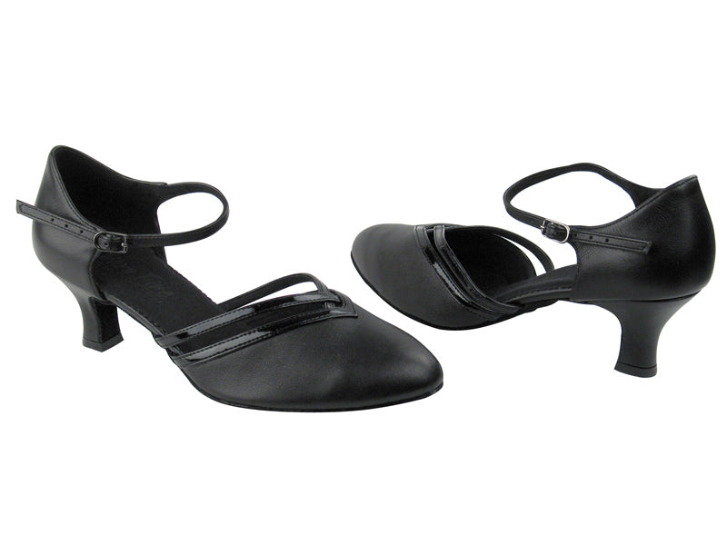 C8881 Black Leather & Black Patent Trim with 2" Slim Heel in the photo