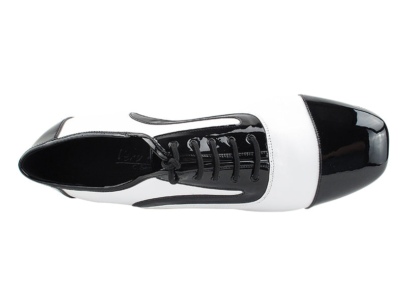C916102 Black Patent & White Leather with 1" heel in the photo