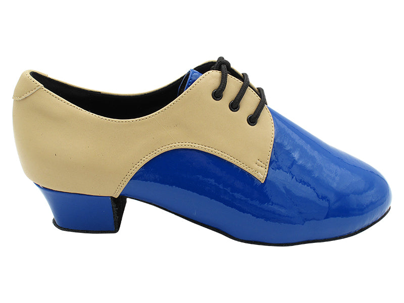 C916103 HSX31 Blue Patent_F_H_284 Tan Leather_B with Men 1.5" Latin Heel in the photo