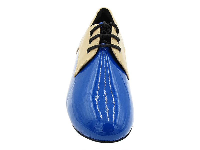 C916103 HSX31 Blue Patent_F_H_284 Tan Leather_B with Men 1.5" Latin Heel in the photo