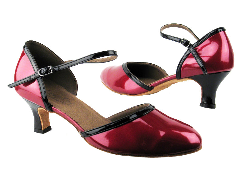 C9621 BA72 Red Patent_BA60 Black Patent Trim with 2" slim heel in the photo