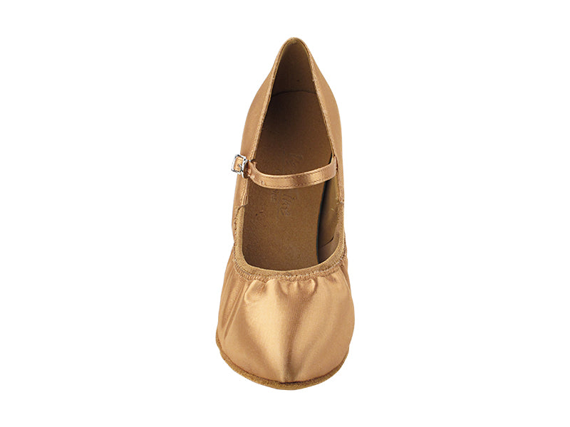 S9107B Tan Satin  with 2" Slim Heel in the photo