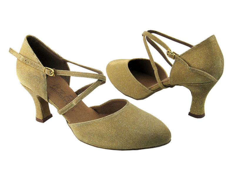 C9691 Glitter Gold Satin with 2.5" Heel in the photo