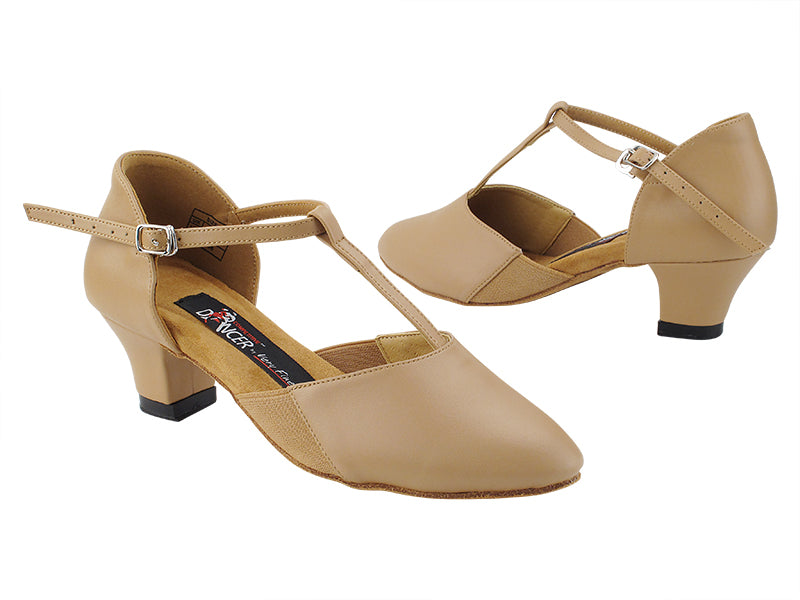 CD1113 Beige Brown Leather with 1.5" Thick Cuban Heel (3G09) in the photo