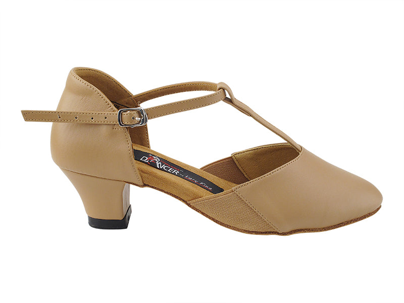 CD1113 Beige Brown Leather with 1.5" Thick Cuban Heel (3G09) in the photo
