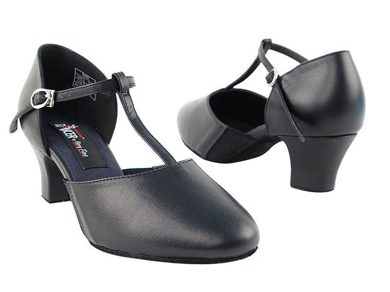 CD1113 Black Leather with 2" Medium Heel in the photo