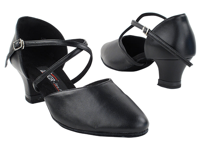 CD1123DB Black Leather with 2" Medium Heel in the photo