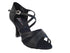 CD2003 Black Satin with 3" Flare heel in the photo