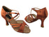 CD2003 Dark Tan Satin with 3" Flare heel in the photo