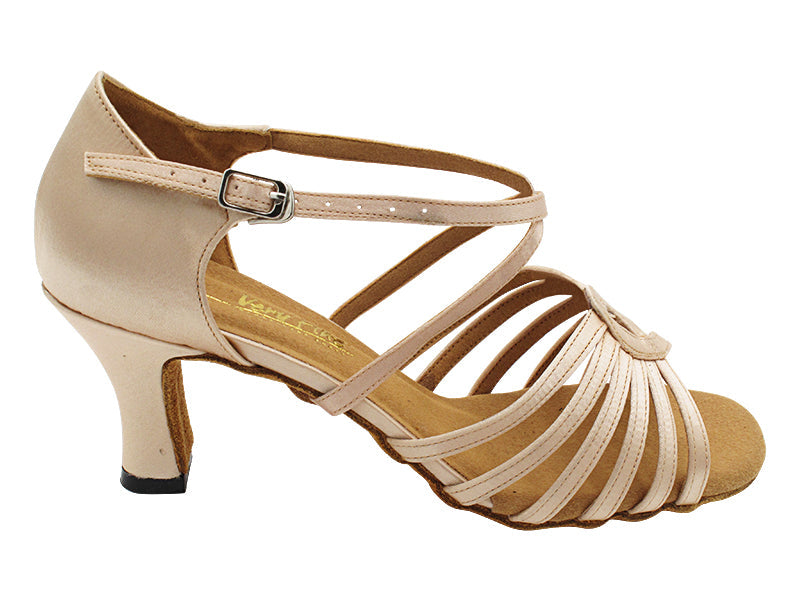 2017LEDSS 123 Flesh Satin with 2.5" Spool Heel (PG) in the photo