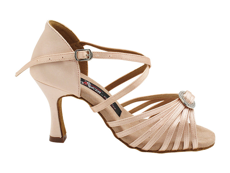 CD2030 215 Flesh Satin with 3" Flare Heel (YQG) in the photo