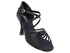 CD2078 Black Satin with 3" Flare heel in the photo