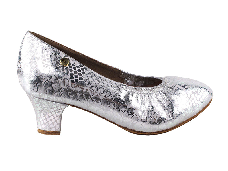 CD5013DB Silver Leather with 2" Medium Heel in the photo