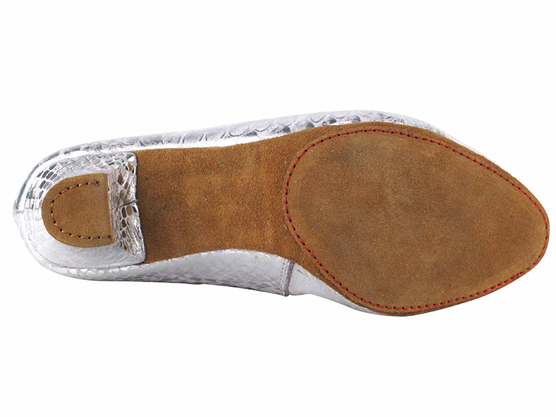 CD5013DB Silver Leather with 2" Medium Heel in the photo